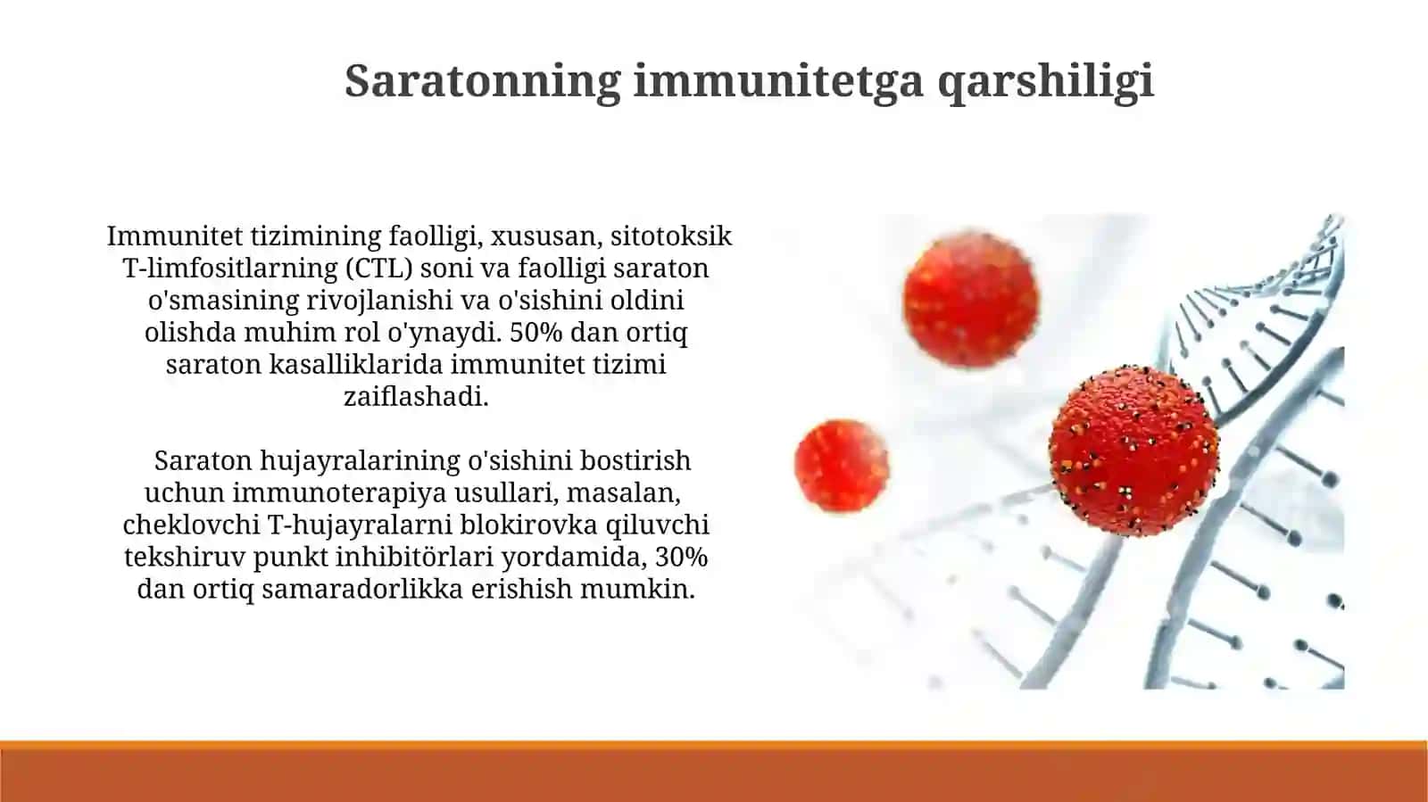 Kanserogen agentlar va ularning hujayralar bilan oʻzaro taʼsiri. Oʻsma immuniteti. 4