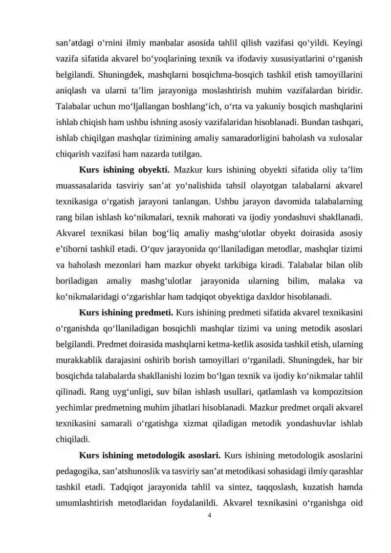 AKVAREL TEXNIKASINI O'RGANISHDA BOSQICHLI MASHQLAR TIZIMI 4