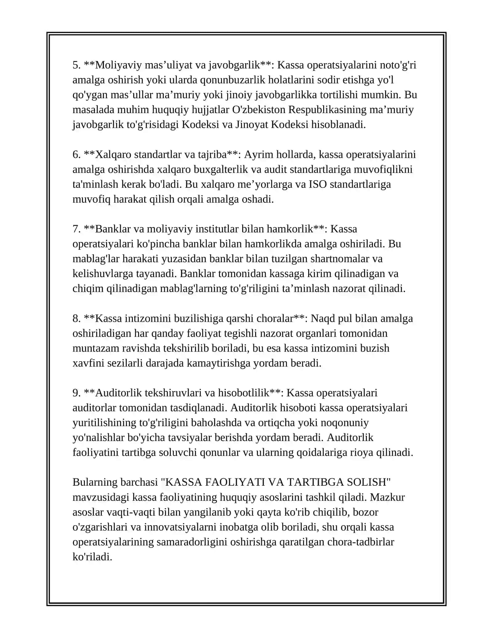 KASSA FAOLIYATI VA TARTIBGA SOLISH 4