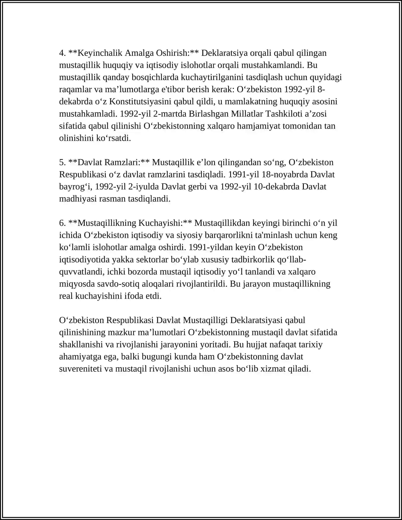 O‘zbekiston Respublikasi Davlat Mustaqilligi Deklaratsiyasi 4