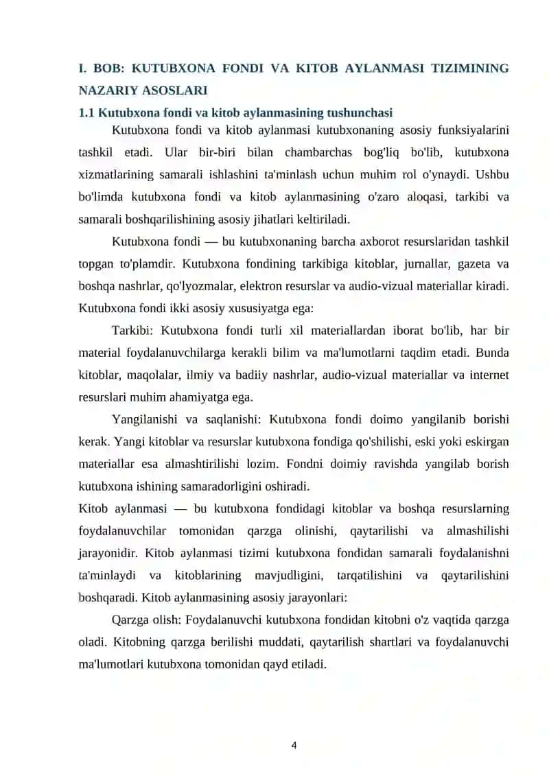KUTUBXONA FONDI VA KITOB AYLANMASI TIZIMINING NAZARIY ASOSLARI 4