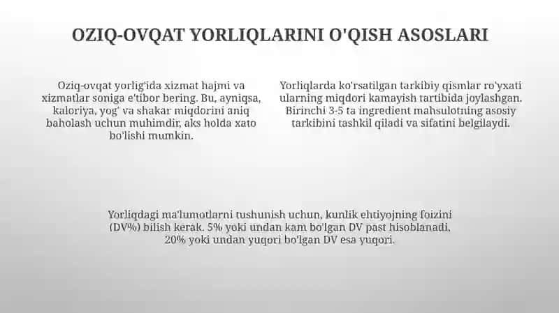 Oziq-ovqat yorliqlari 4