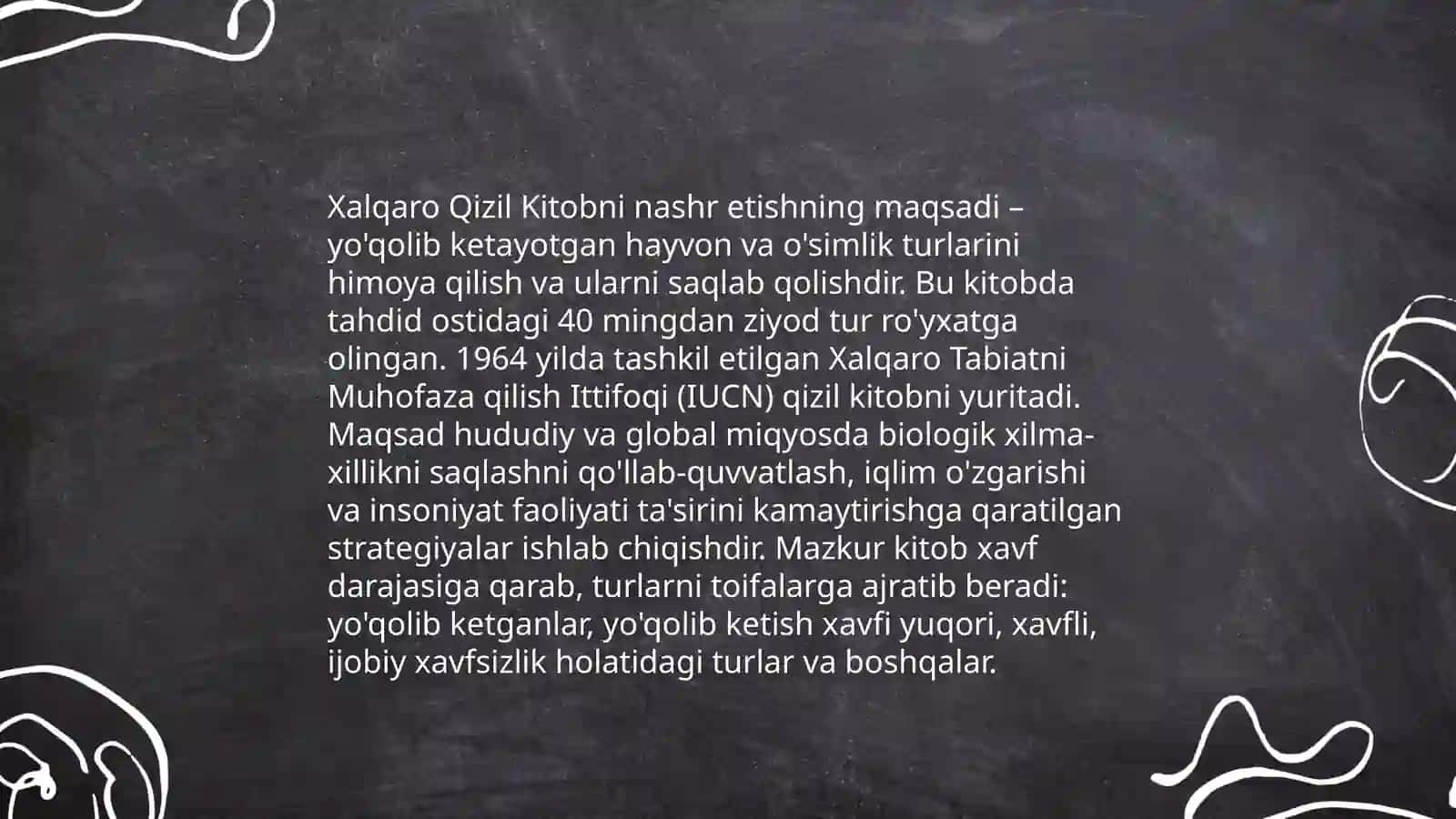 Xalqaro qizil kitob va undagi yo’qolish arafasidagi hayvonlar va o’simliklar 4