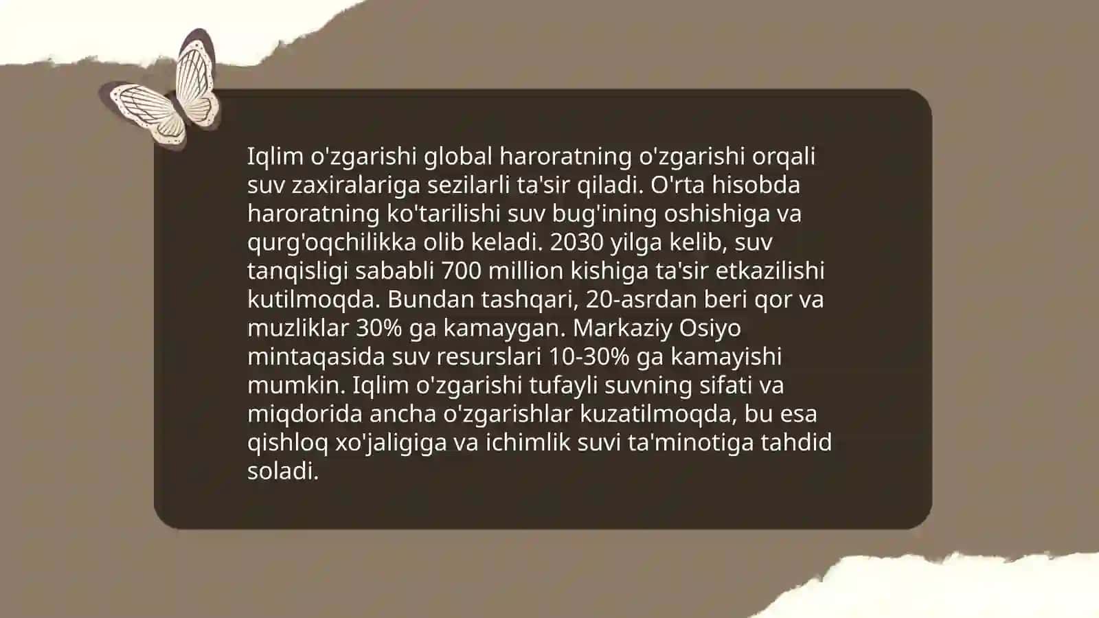 Suv resurslarining tabiiy yoki antropogen omillar taʼsirida sarflanishi 4