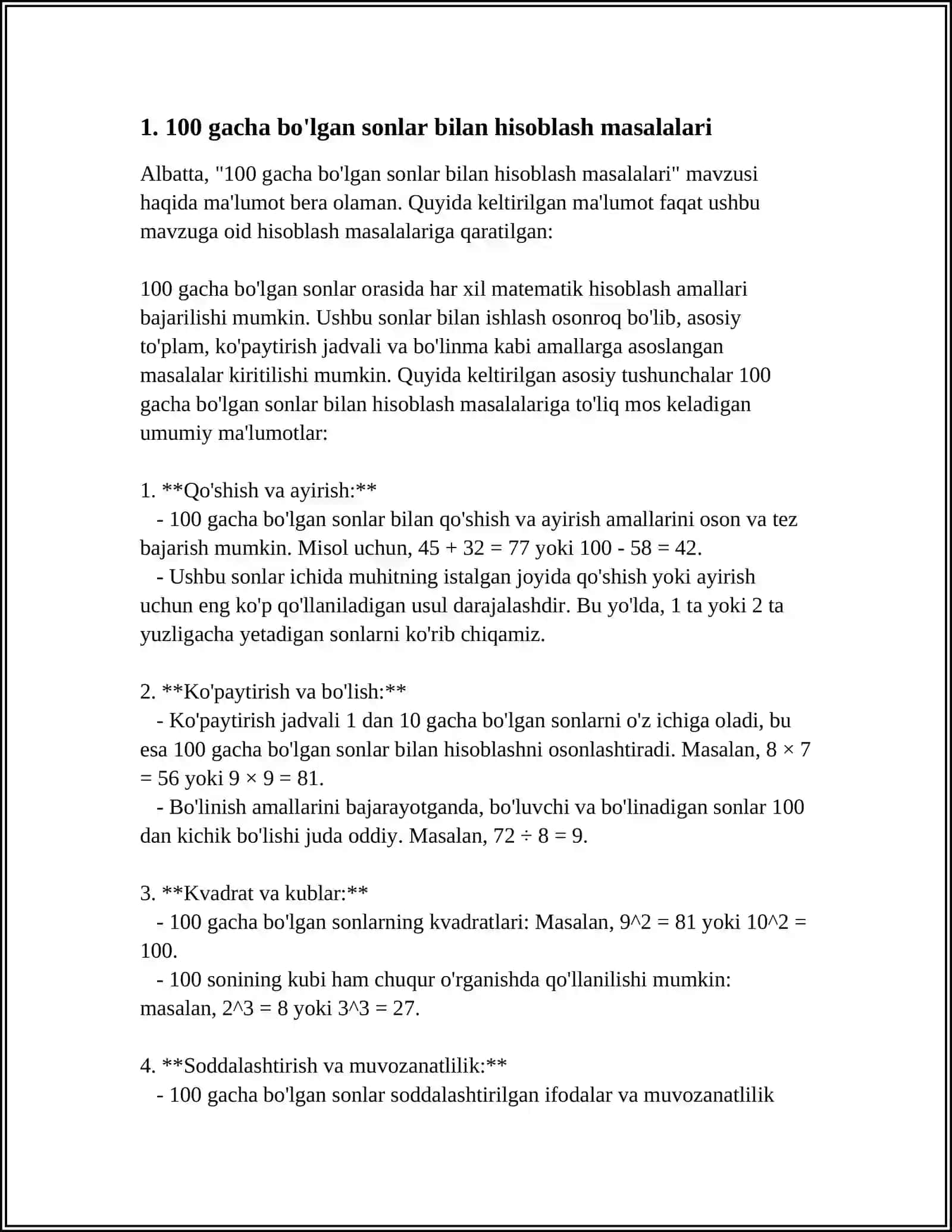 KONSENTRLAR 10 100 1000 VA KOʻP XONALI SONLAR 4