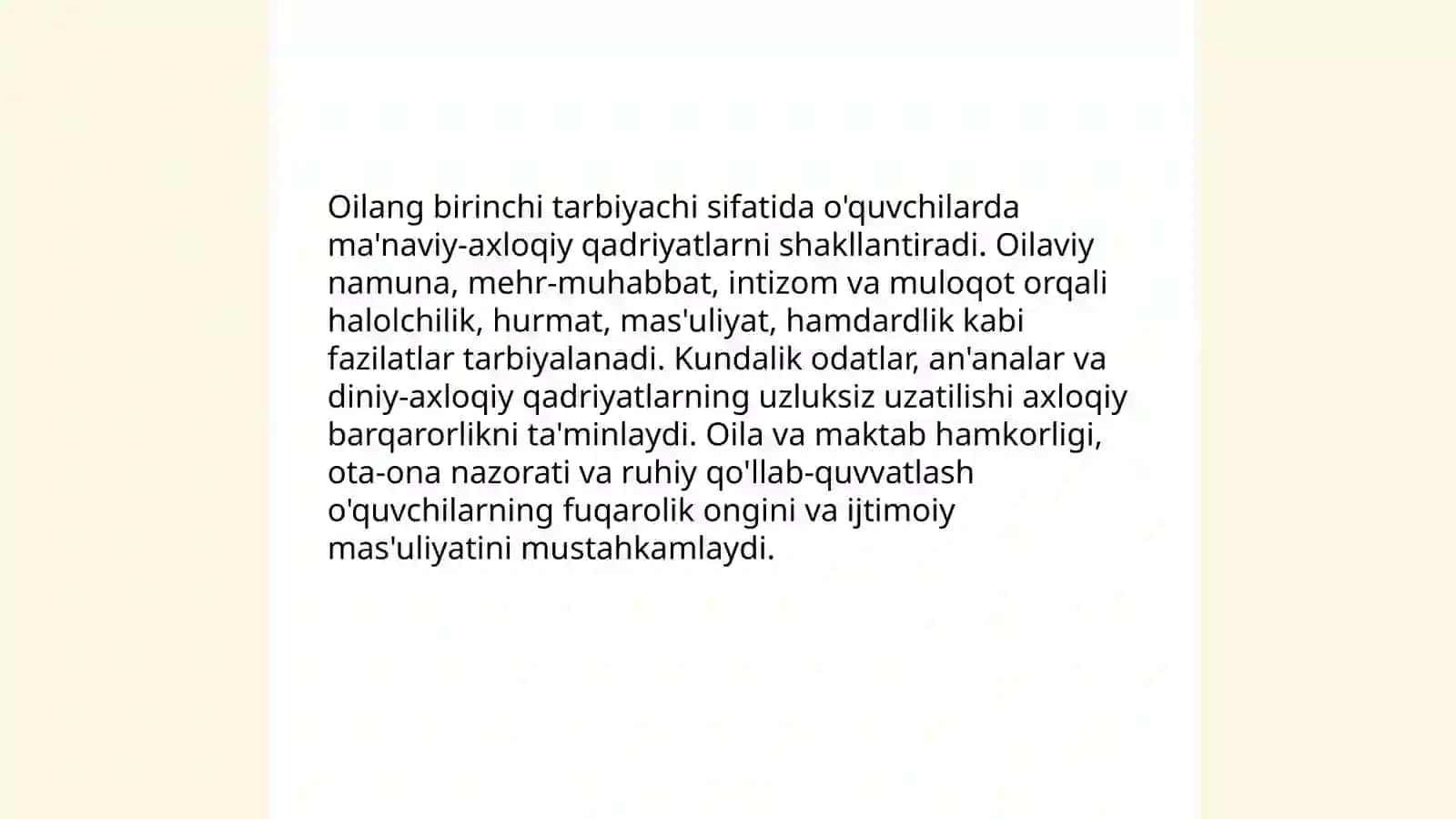 Fuqarolik tarbiyasi. O'quvchilarning yuksak ma'naviy -axloqiy tarbiyasi 4