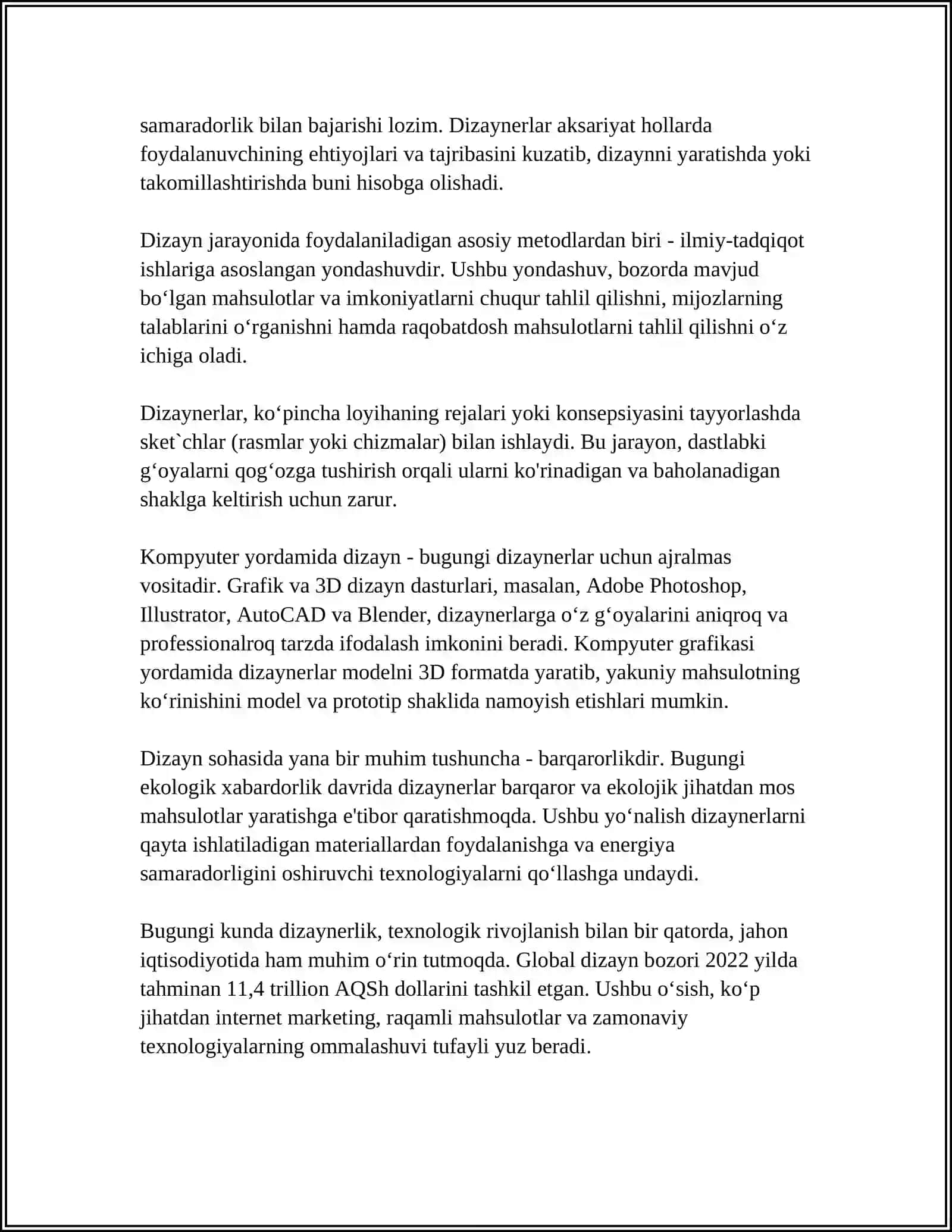 DIZAYNER KASBI. DIZAYNER KASBI HAQIDA TUSHUNCHA 4