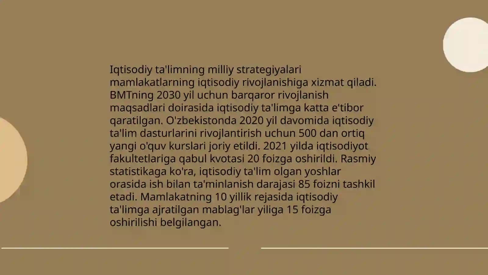 O'zbekistonda iqtisodiy ta'lim tarbiyani tashkil etishda oli borilayotgan ishlar 4