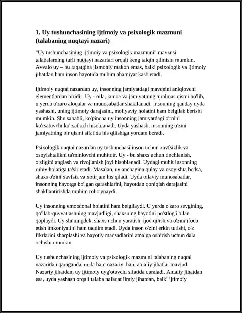 SAMARQAND DAVLAR CHET TILLAR INSTITUTI 2515 GURUH 1 KURS TALABASI TURSUNMURODOVA UMIDANING " THE MEANING OF HOME AND PROBLEM OF BEING HOMELESS" MAVZUSIDA YOZGAN MUSTAQIL ISHI 4