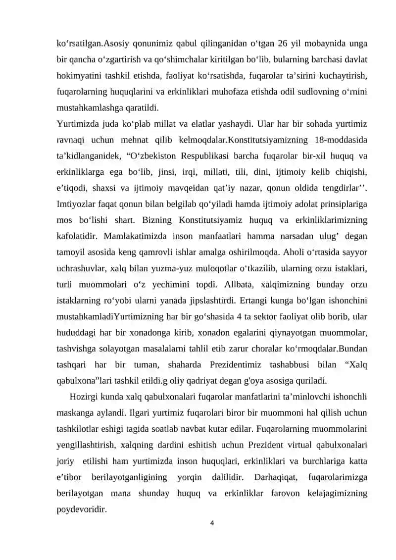 “Shaxs va fuqarolarning asosiy majburiyatlari va burchlari” 4