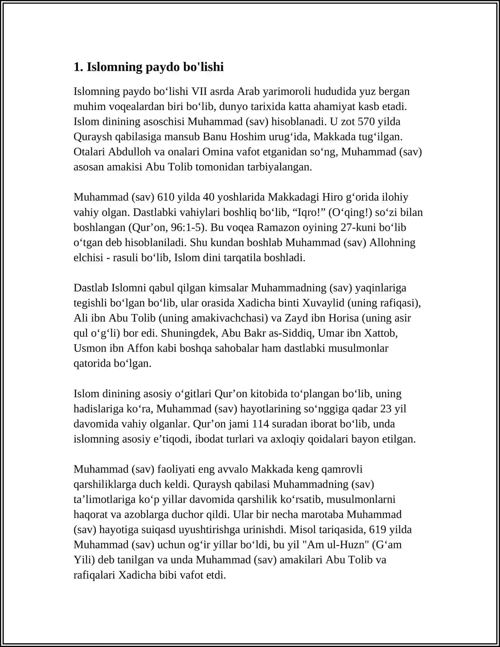 Islom Oqimlari va Yoʻnalishtlarining Paydo Boʻlishi Sabablari, E'tiqodidagi Boʻlinishlarning Sabablari va Oqibatlari 4