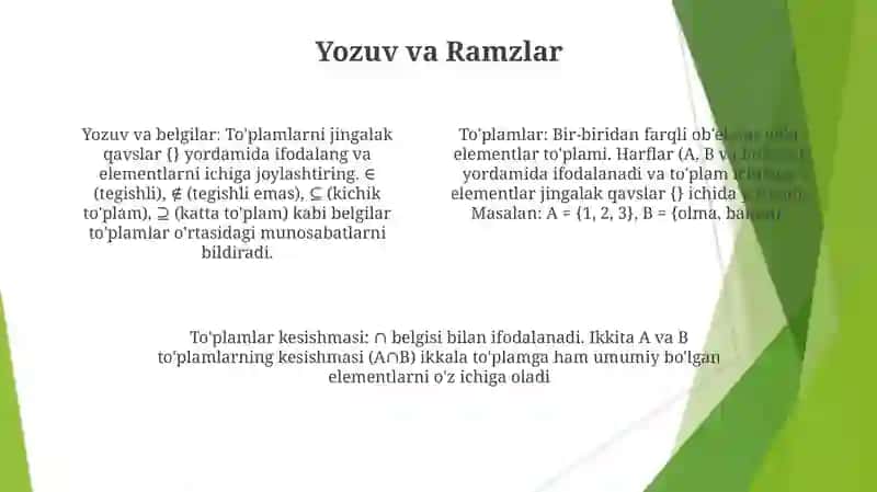 To'plamlar. To'plam kesishmasi 4