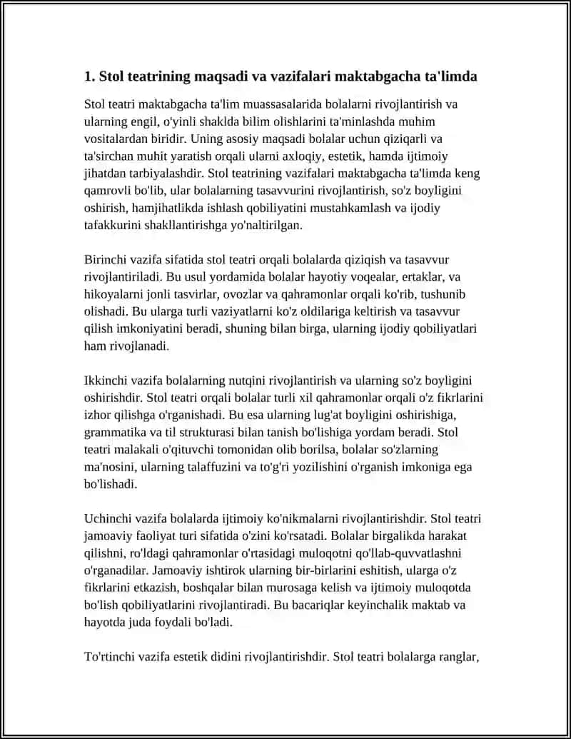 MAKTABGACHA TAʼLIM TASHKILOTIDA STOL TEATRINI TASHKIL ETISH 4