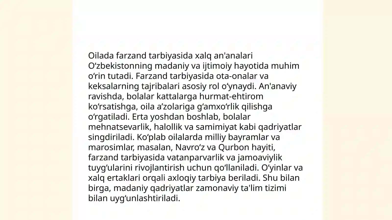 Oilada farzand tarbiyasida xalq pedagogikasida xalq pedagogikasi manbalaridan foydalanish 4