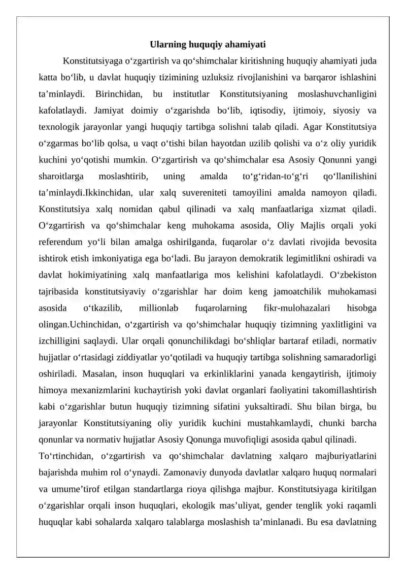 O‘zbekiston Respublikasi Konstitutsiyasiga o‘zgartirish va qo‘shimchalar kiritish tartibi 4