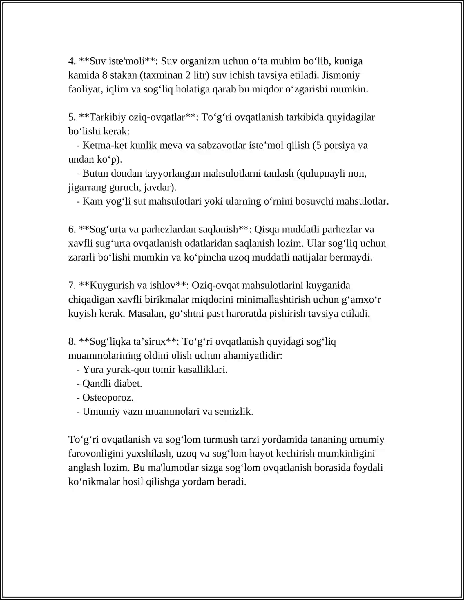 SOGLIQ HAQIDA MALUMOT QIZIQARLI REFERAT 4