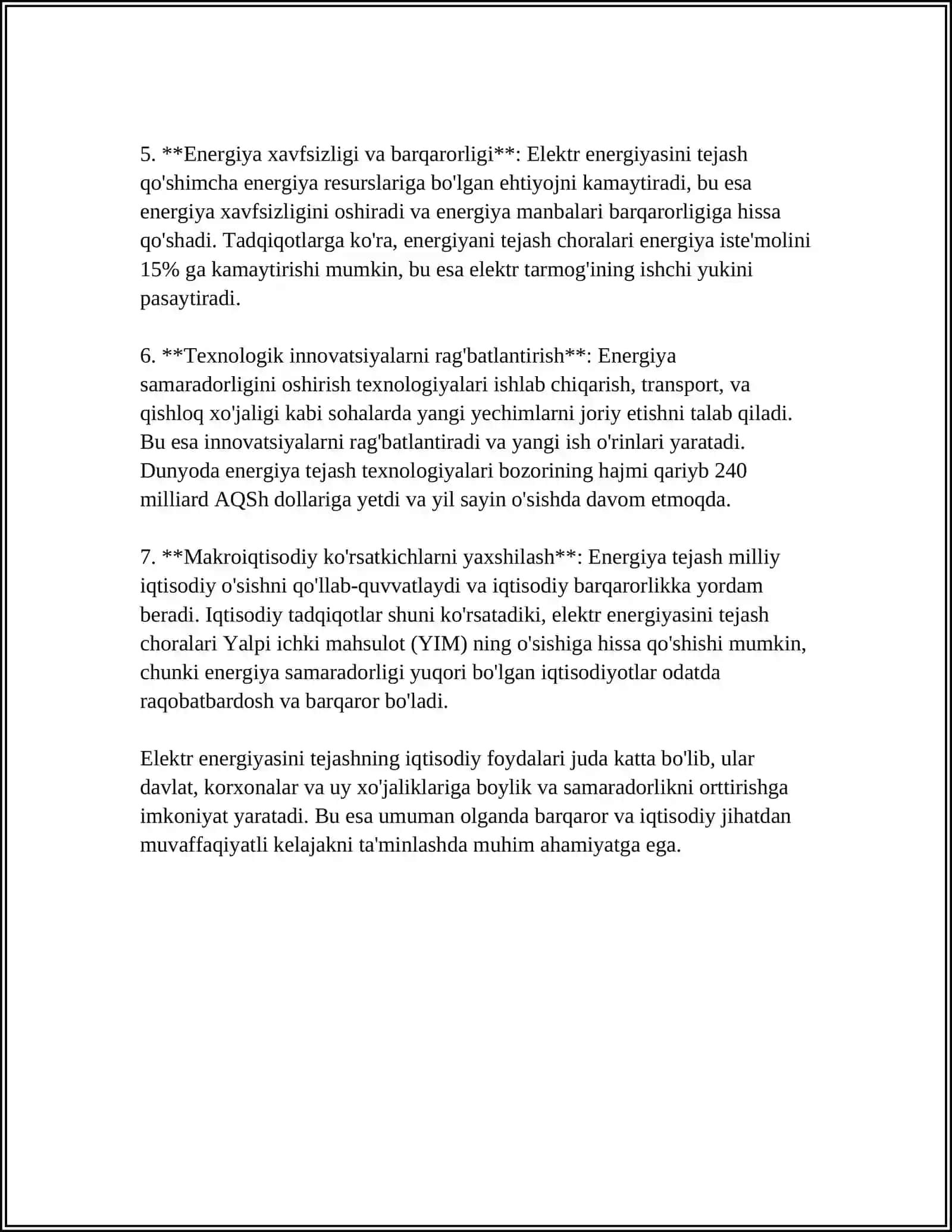 ELEKTR ENERGIYASINI TEJASHNING IQTISODIY VA SOTSEAL AHAMIYATI 4