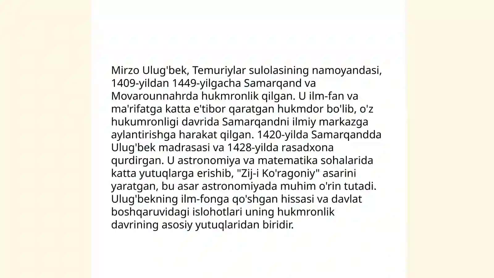 Mirzo Ulug'bekning tarjimayi holi 4