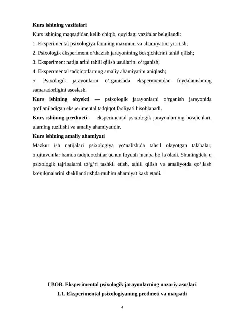 Eksperimental psixologik jarayonlar bosqichlari 4