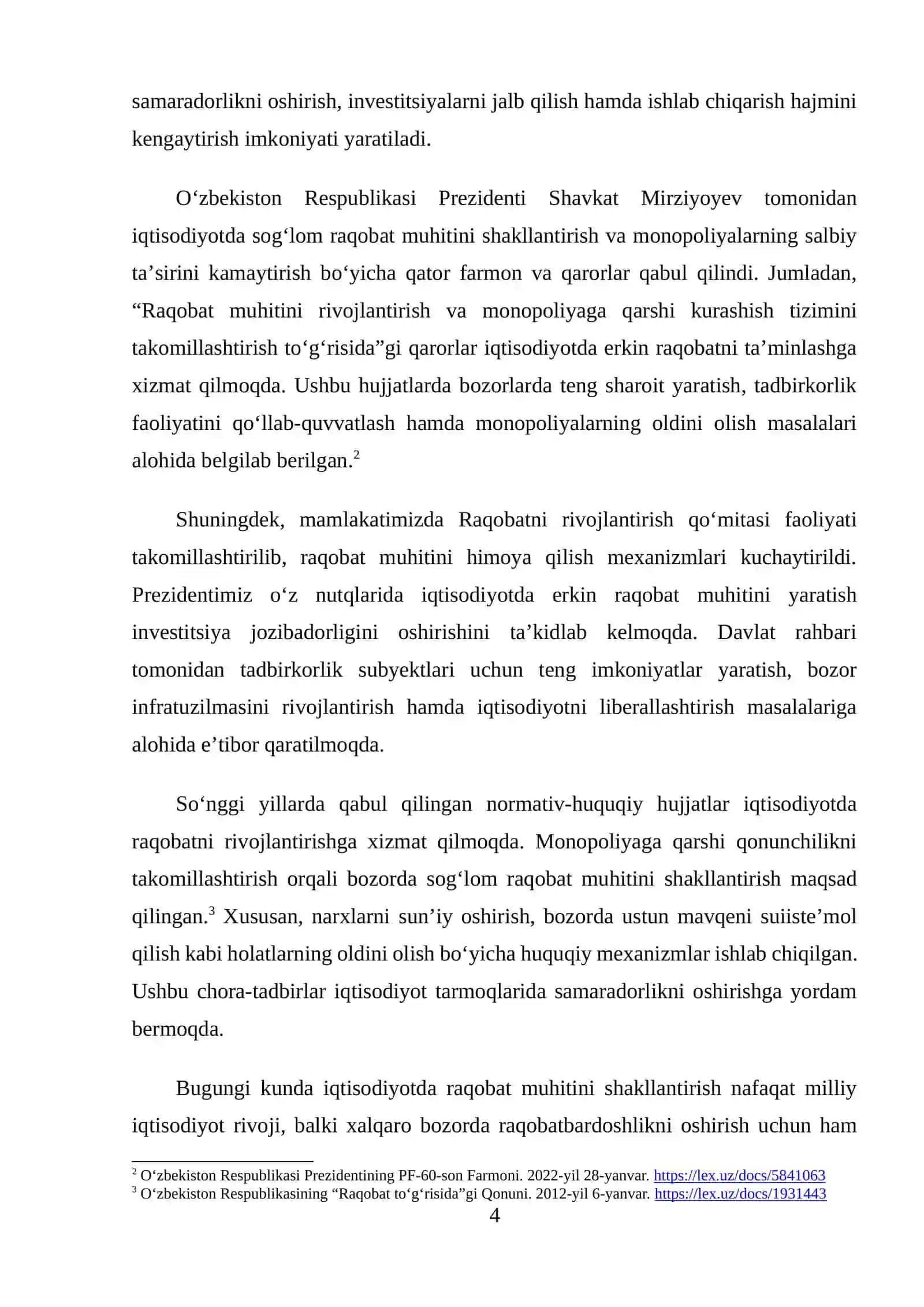 O'ZBEKISTONDA RAQOBATCHILIK MUHITINING VUJUDGA KELISHI VA MONOPOLIYAGA QARSHI QONUNCHILIK 4