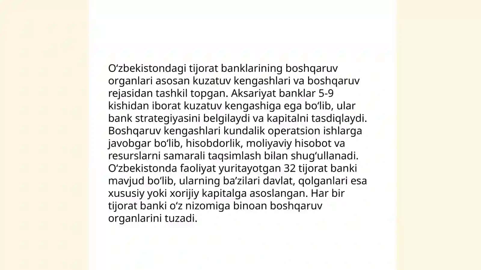 Tijorat banklarning tashkiliy tuzilishi va banklar faoliyatini boshqarish asoslari 4