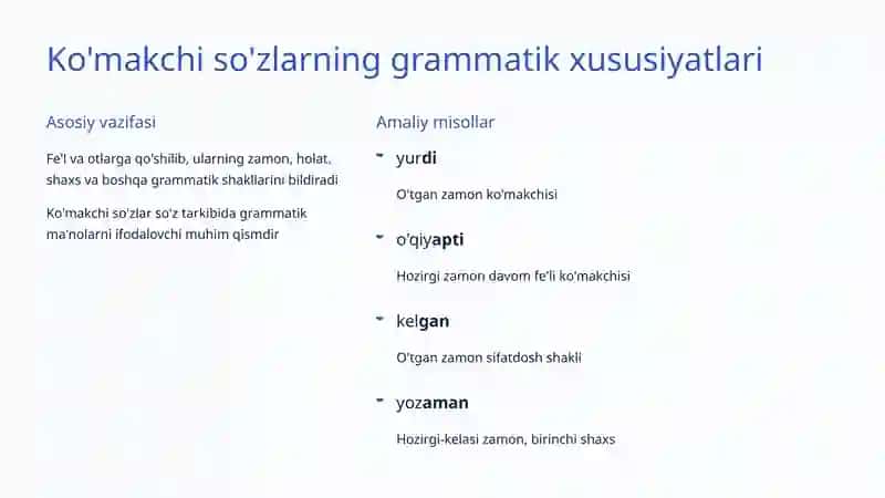 Yordamchi soʻzlarning grammatik xususiyatlari 4