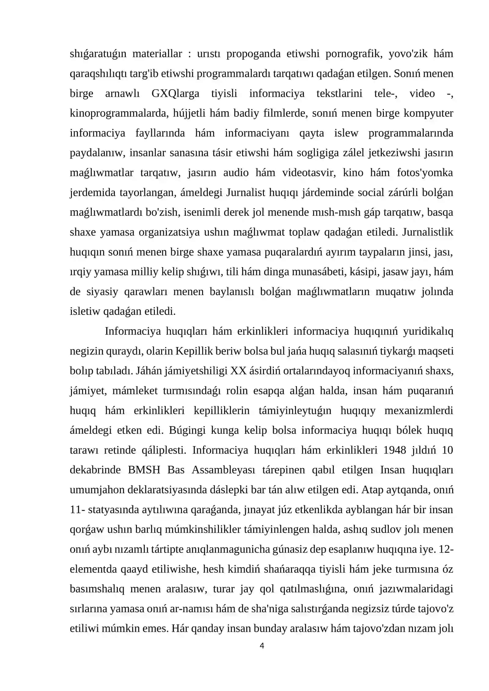 Ózbekstan Respublikasında ǵalaba xabar qurallarınıń iskerligi (ózgeris hám mashqalalar) 4