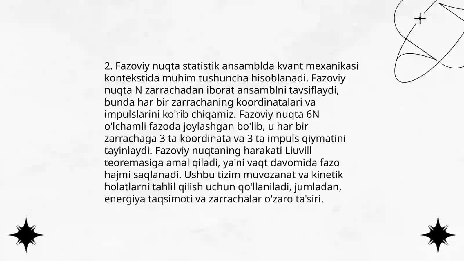 Fazoviy Fazo va Nuqta Statistik Ansambli 4