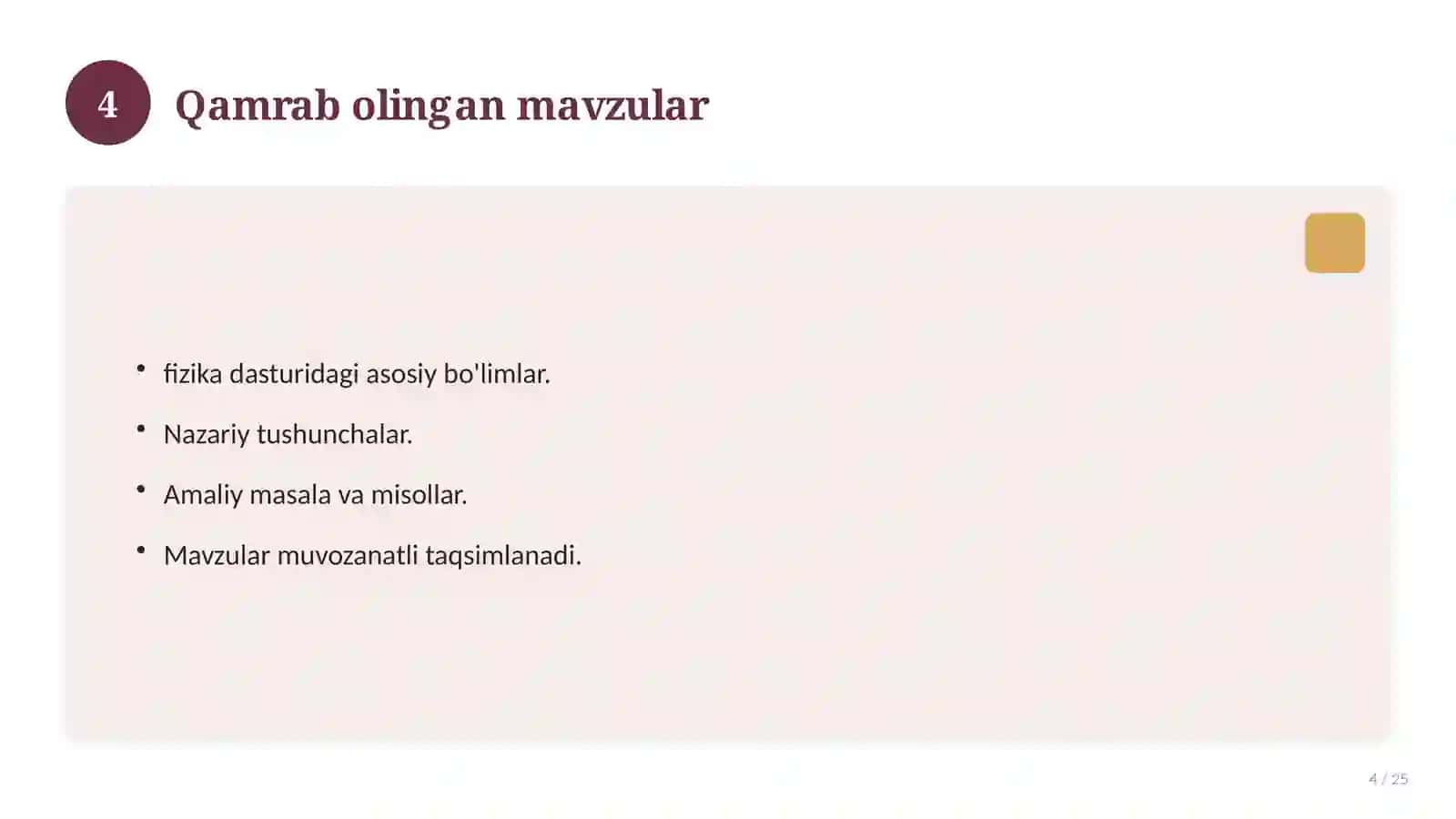 Fizika fanidan 8-sinf test savollari to'plami 4