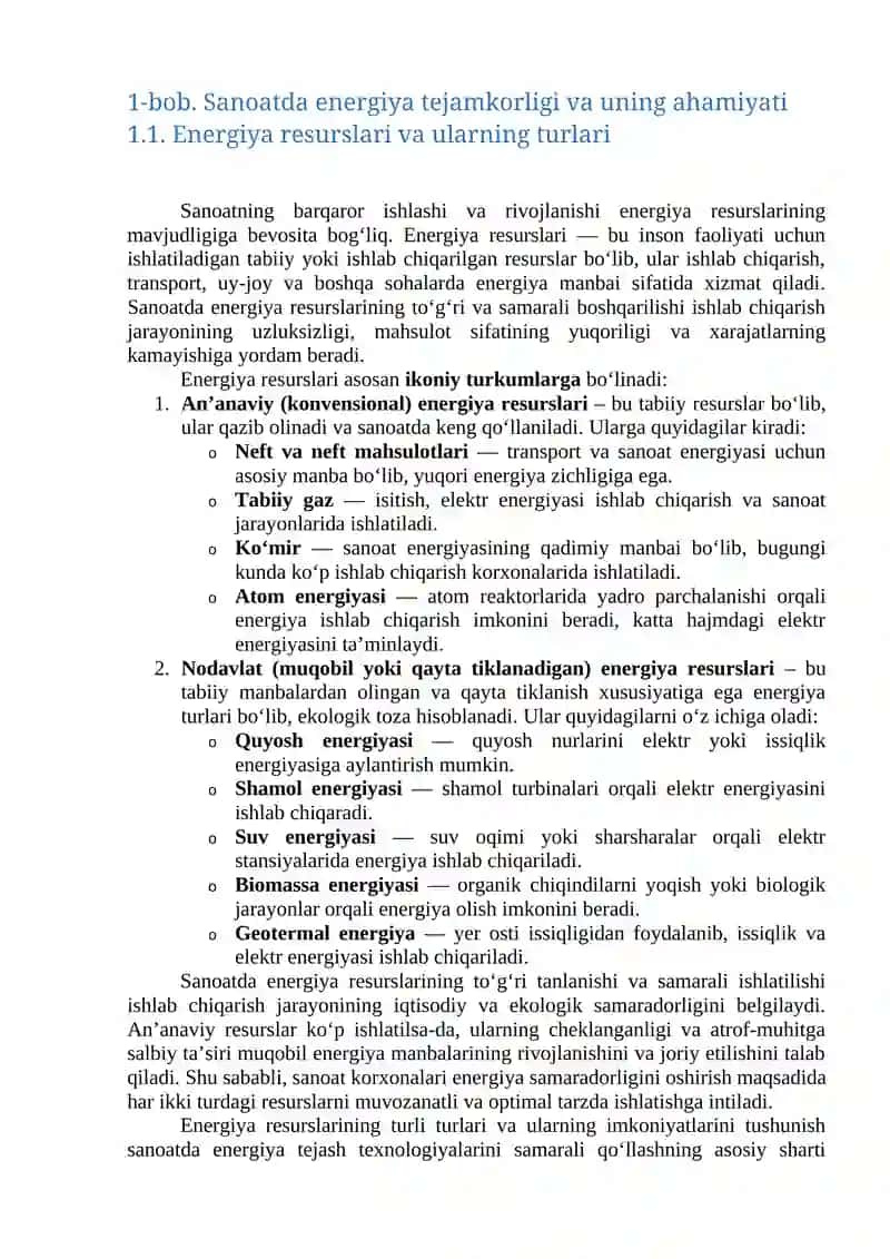 SANOATDA ENERGIYA TEJOVCHI TEXNOLOGIYALARNI QO‘LLASH 4