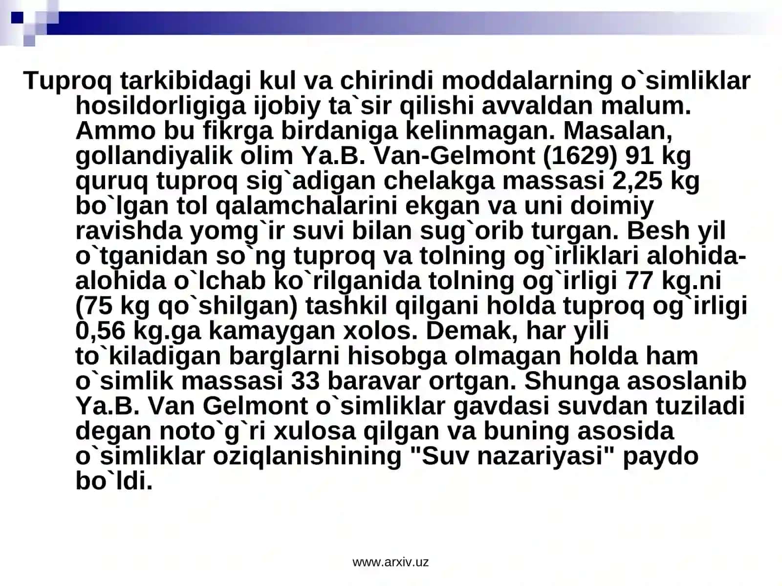 Mineral o'g'itlarni qo'llashning fiziologik asoslari 4