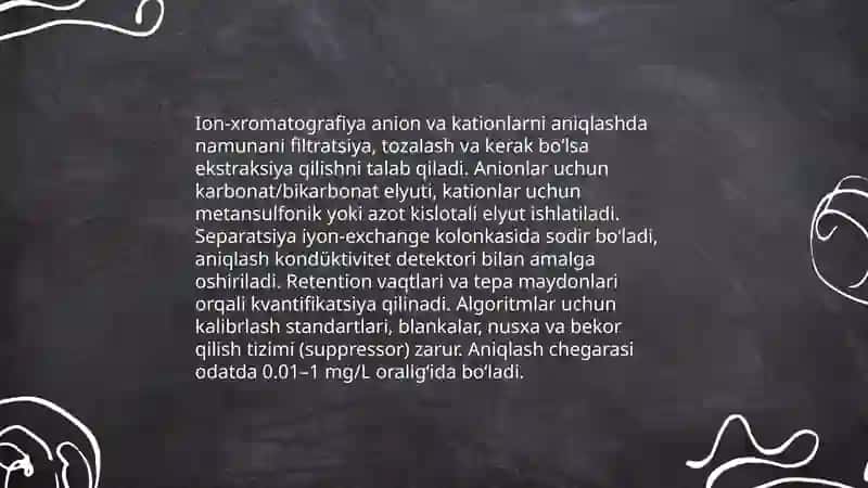 Tuproq va suvdagi ion bog‘lanishli birikmalarni aniqlash usullari 4