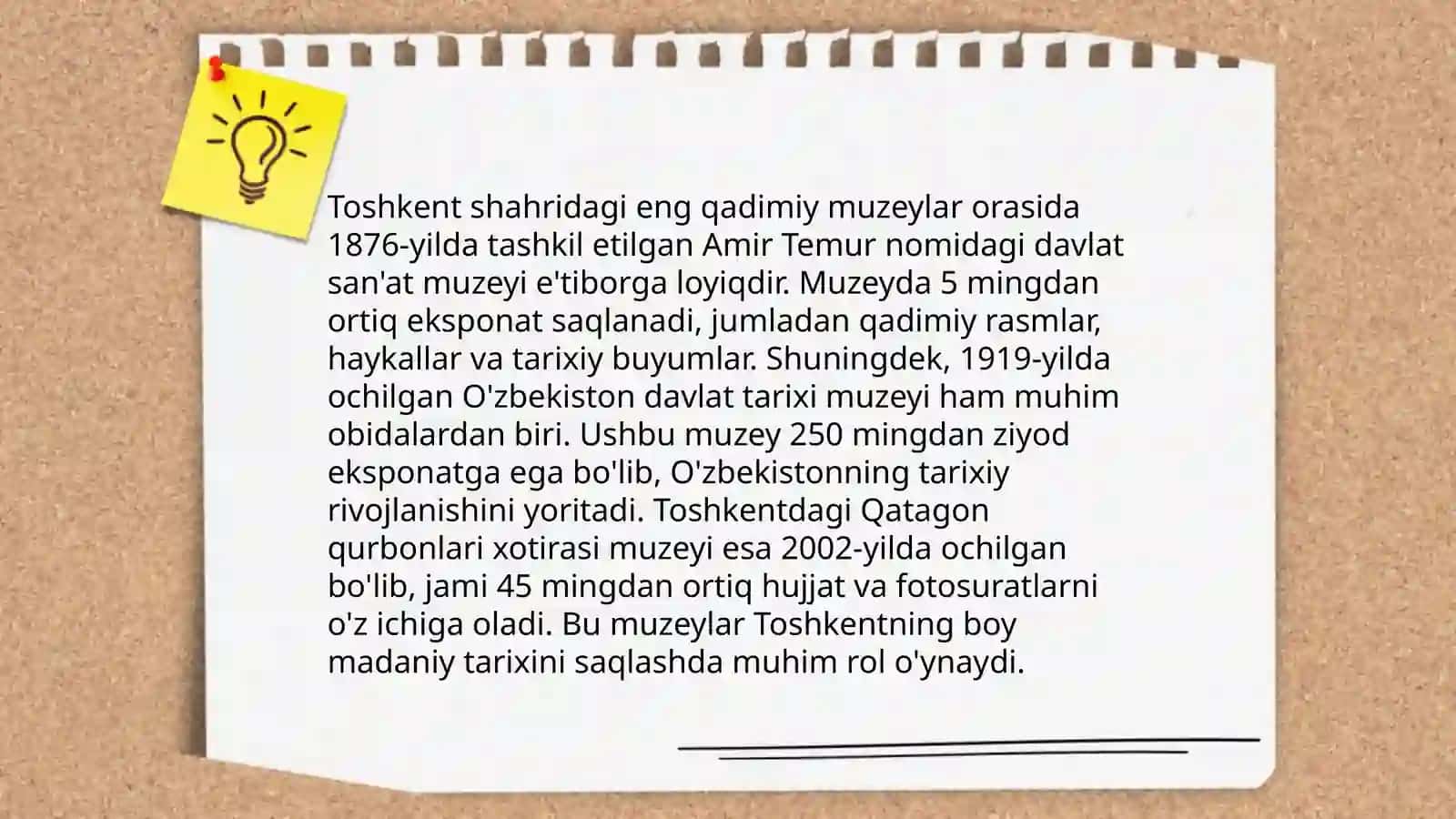 Toshkent shahrida joylashgan muzeylar 4