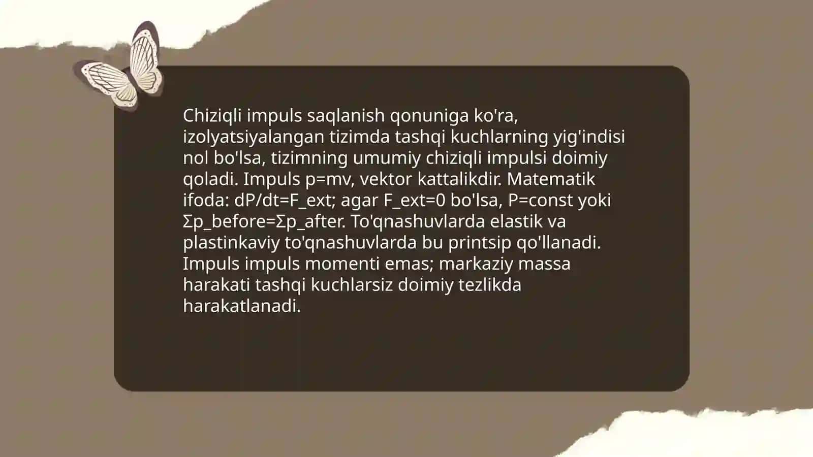 Mexanikaning saqlanish qonunlari 4