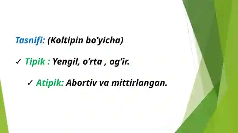 Qizamiq etiologiyasi, patogenezi, tasnifi, klinikasi va davolash 4