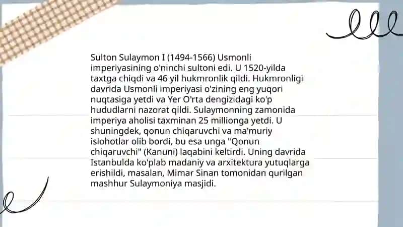 Usmonli sultoni sulton Sulaymon hukmronligi 4