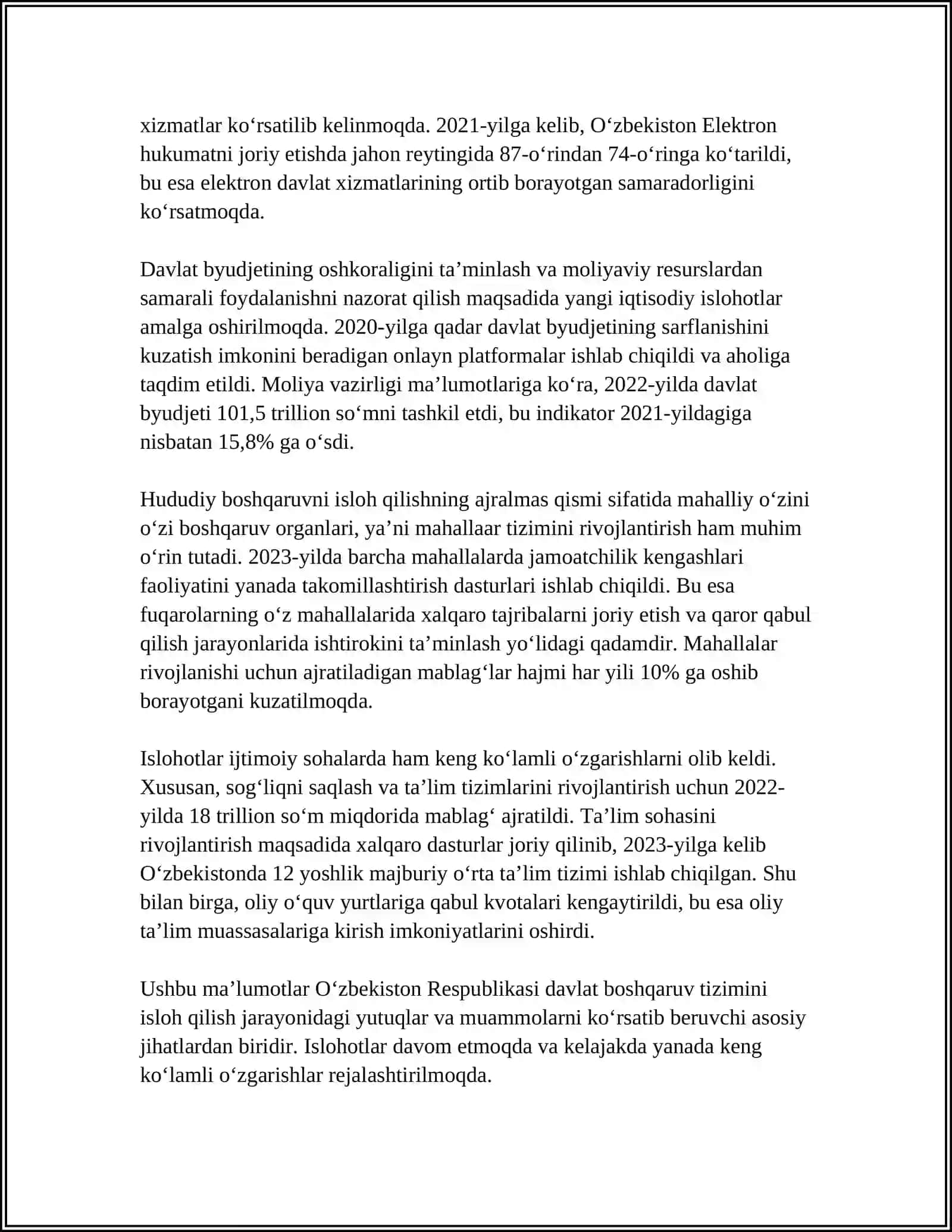 2017-2021-YILLARDA OʻZBEKISTON RESPUBLIKASINI RIVOJLANTIRISHNING BESHTA USTUVOR YOʻNALISHI BOʻYICHA HARAKATLAR STRATEGIYASI UNING MOHIYATI VA MAZMUNI 4