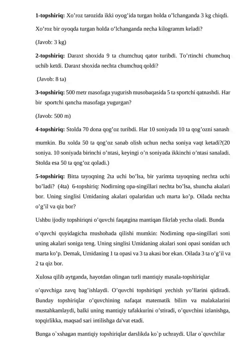 Boshlang‘ich sinf matematika darslarida mantiqiy fikrlashni rivojlantirish 4