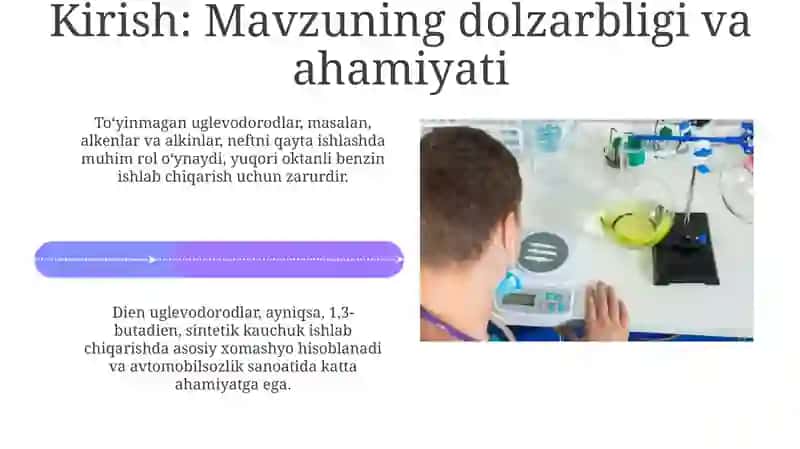 Toʻyinmagan va diyen uglevodorodlar mavzusini oʻqitishning eksperimental asoslari 4