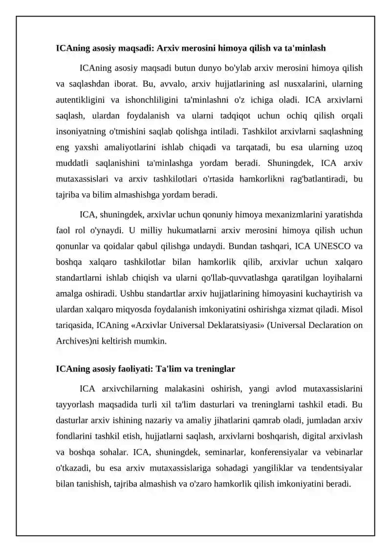 Xalqaro arxivlar kengashi (XAK) asosiy maqsad va faoliyati 4