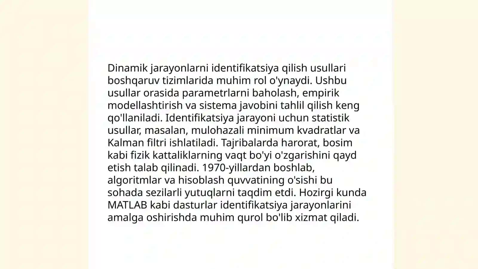 Texnologik jarayonlarni avtamatlashtirish fanidan Mustaqil ish 4