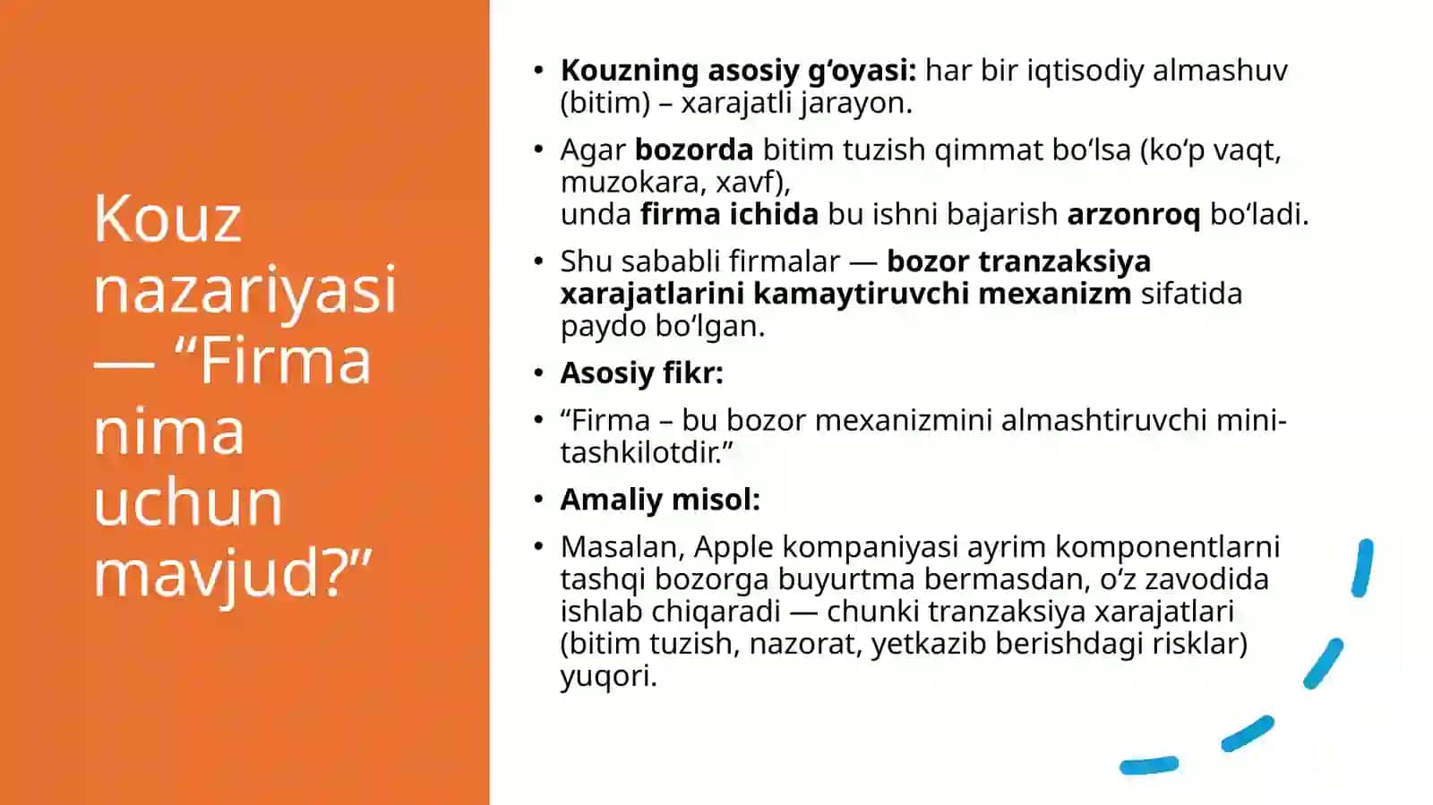 Transaksiya xarajatlari va ularni tahlil qilishga nisbatan Kouz Uilyamson yondashuvi 4