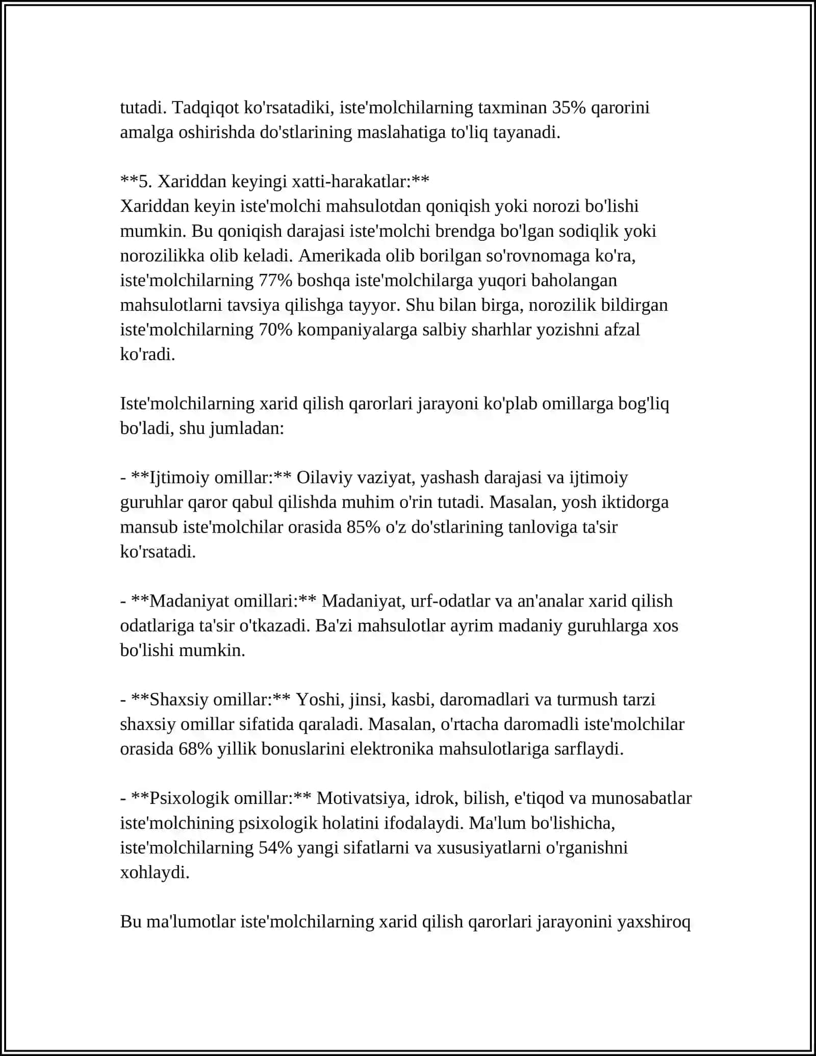 Istemolchilarning xarid qilish qarorlari jarayoni 4