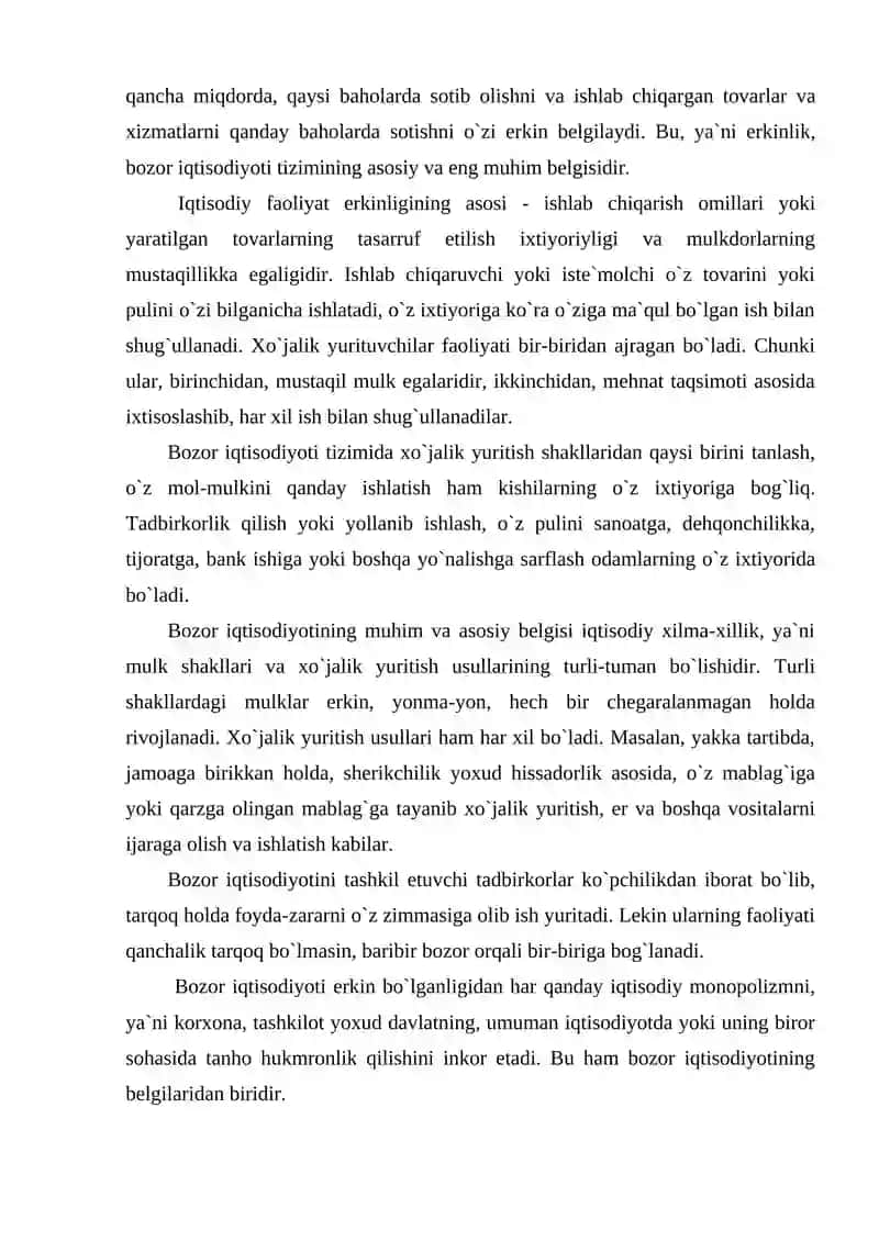 Bozor iqtisodiyotining vujudga kelishi va amal qilishi 4