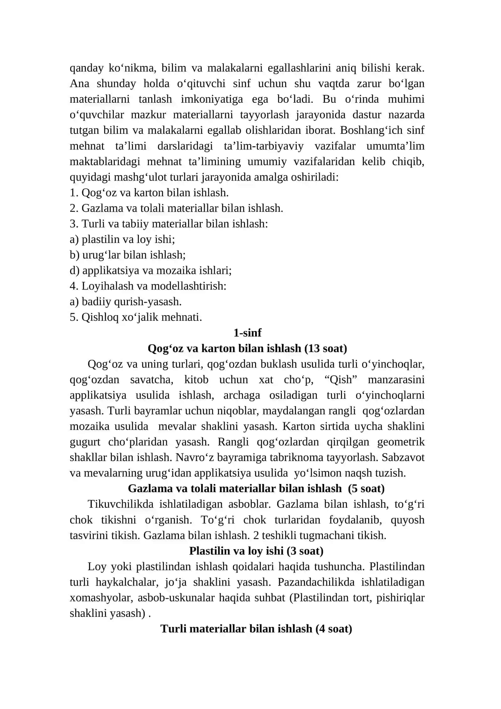 Mehnat Ta'limining Mazmuni 4