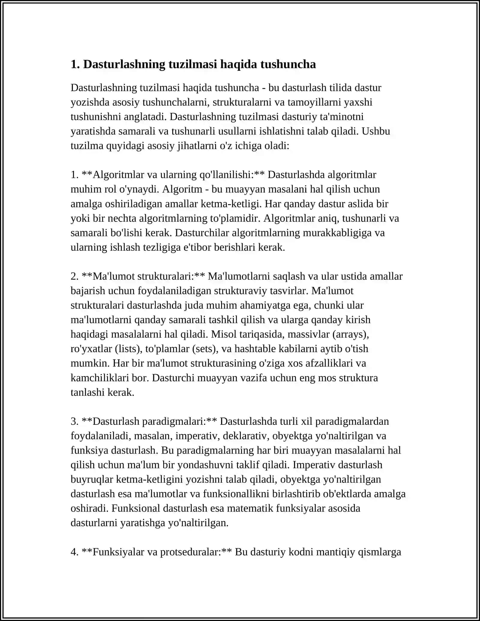 DASTURLASHTILINGING TUZILMASI. MA‘LUMOT TURLARI 4