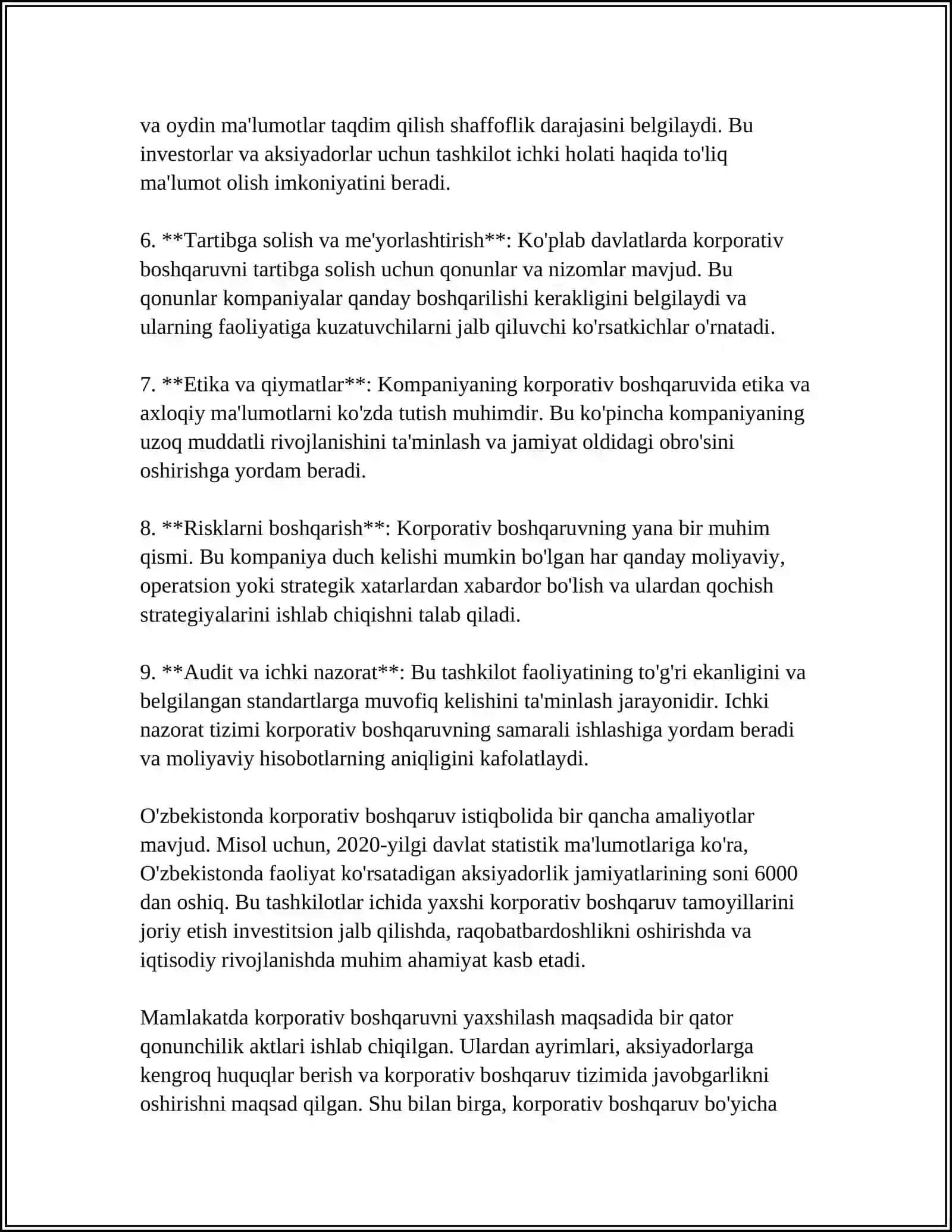 TASHQI AUDITORLAR UCHUN KORPORATIV BOSHQARUVNING AXAMIYATI 4