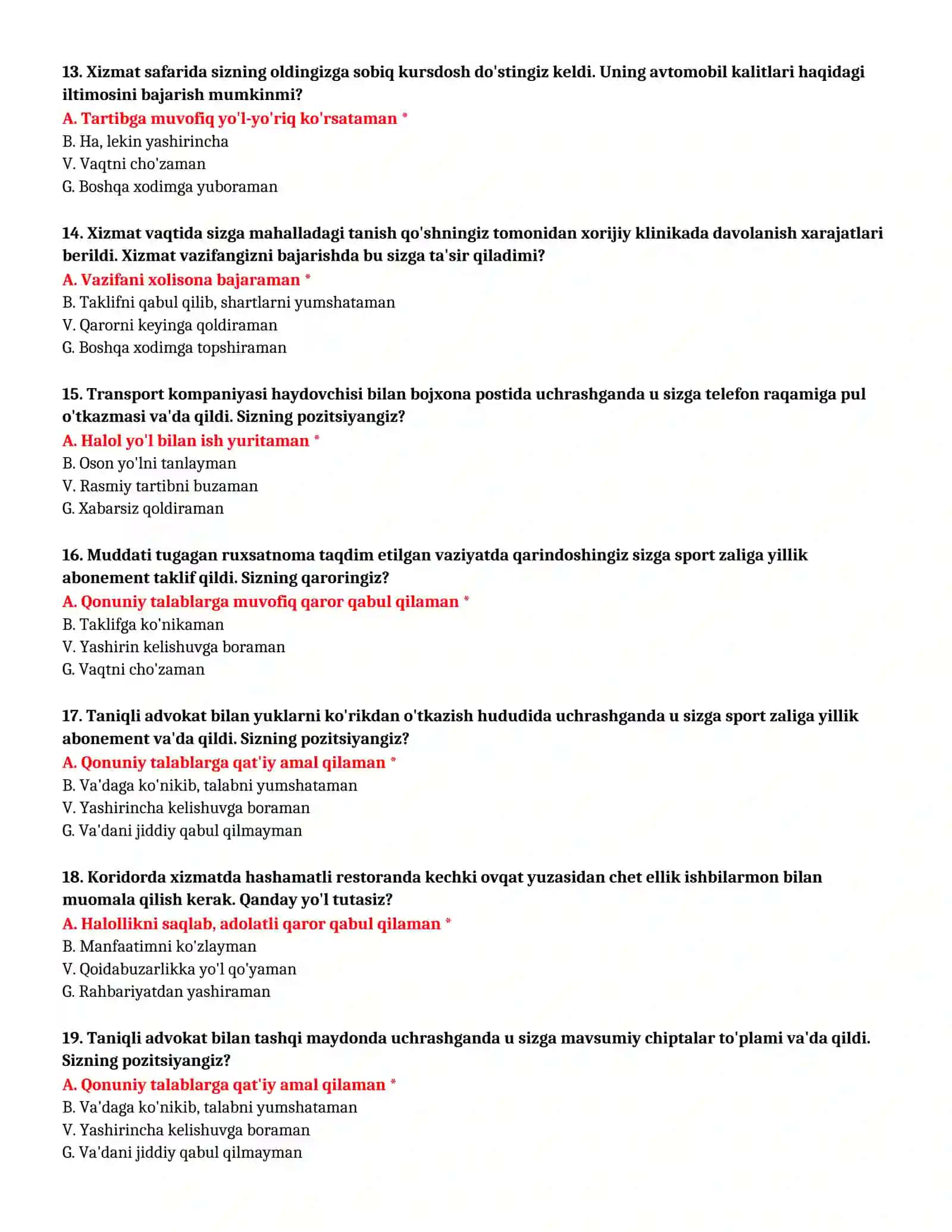 BOJXONA AKADEMIYASI - TO'LIQ TEST TO'PLAMI (№ 80) 4