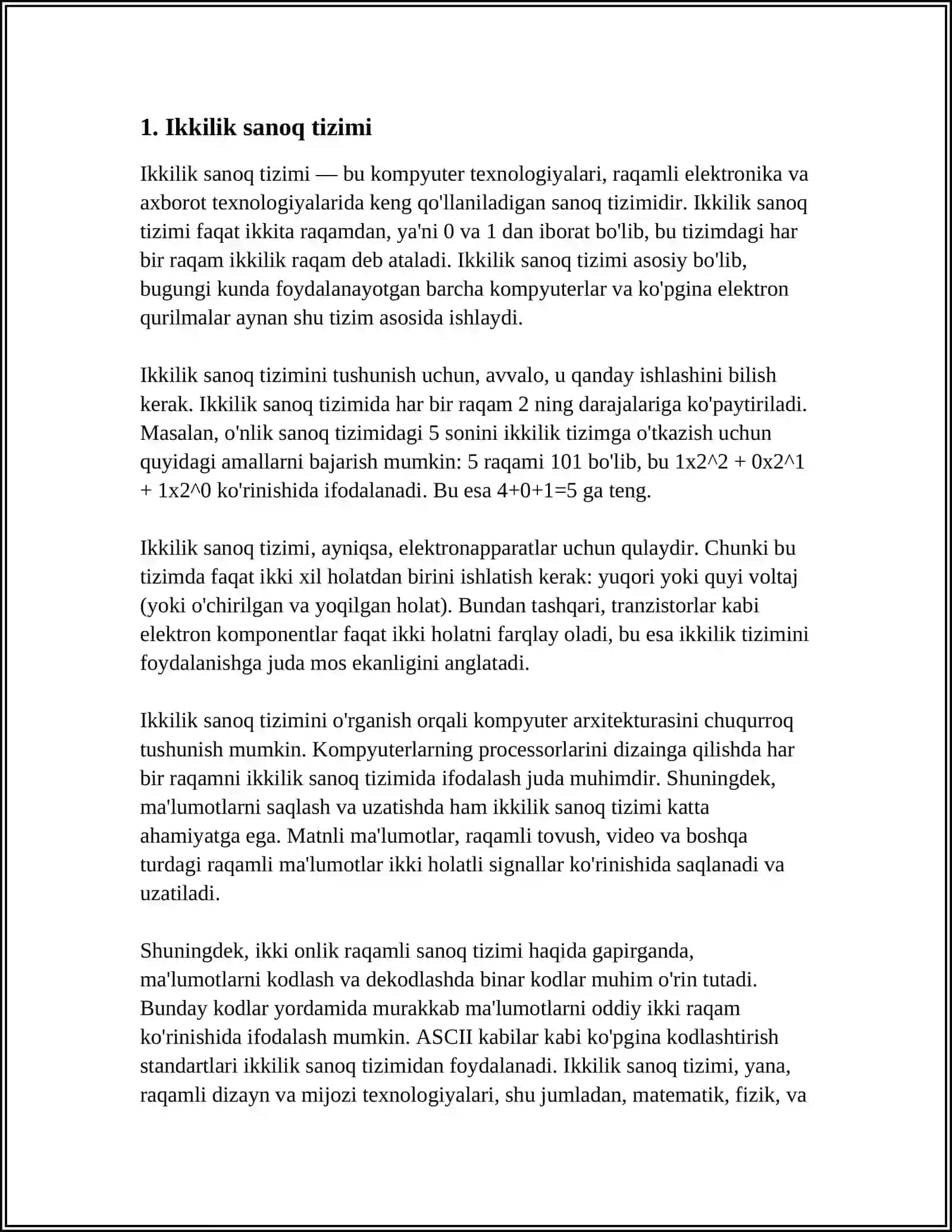 KOMPYUTERDA RAQAMLARNI KODLASH VA ULAR BILAN ISHLASH 4