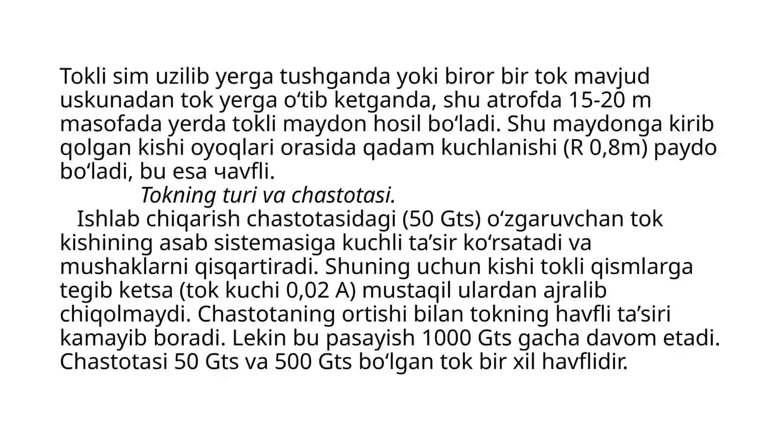 Ishlab chiqarishda elektr xavfsizlik asoslari 4